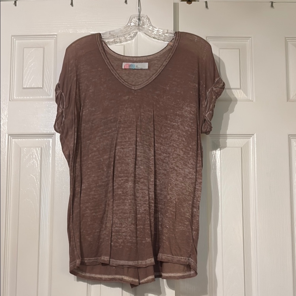 Free People Brown Relaxed Short Sleeve T-Shirt